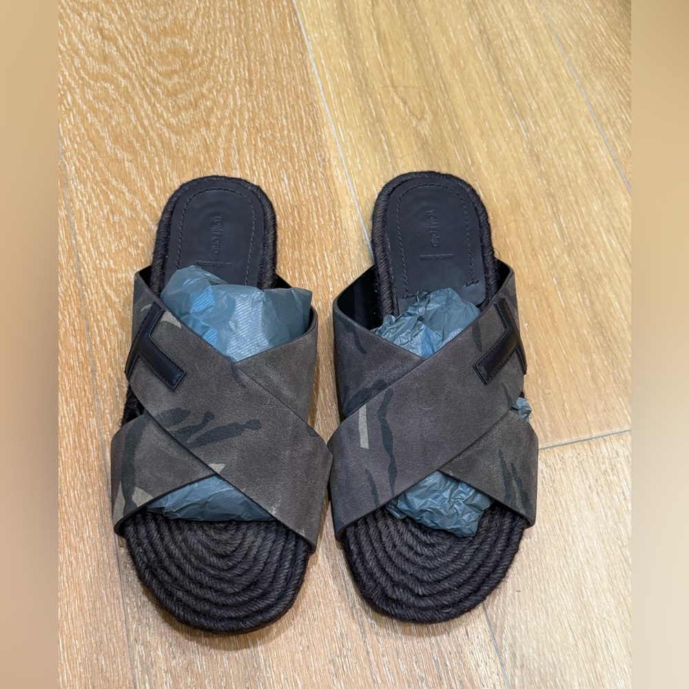 Tom Ford Black and Brown camo Sandals